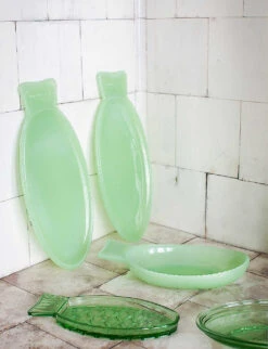 Serax Paola Navone Fish & Fish Large Flat Glass Tray 35cm -Serax R04134691 GREEN ALT02